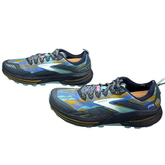 Brooks Cascadia 16 Black Teal Blue Trail Running Athletic Sneaker Shoe Women 9.5 - Picture 3 of 11